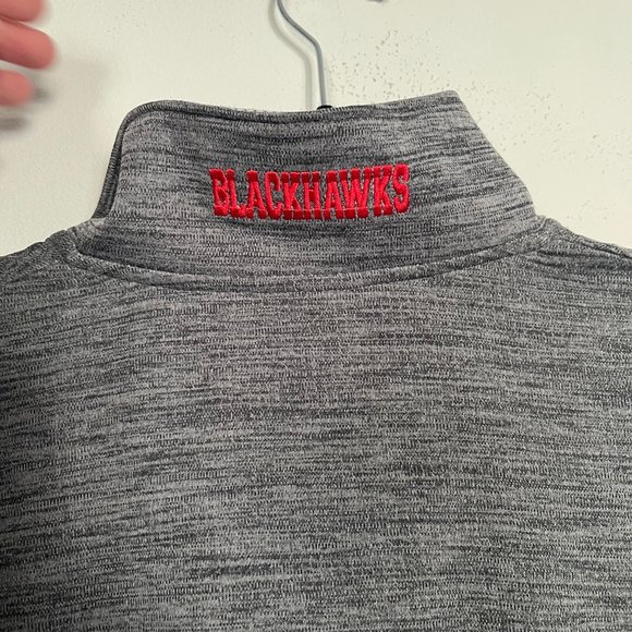 NHL Chicago Blackhawks Mens Pullover Small Gray 1/4 Quarter Zip Polyester NWT A3 - Picture 5 of 9